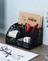 EasyPAG Office Desk Organizer Caddy, 6 Compartments & 1 Sliding Drawer, Black Desktop Accessories Supplies