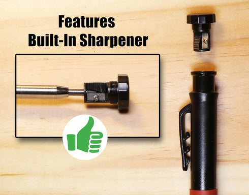 RUBBER GRIP TWO PACK Carpenter Pencil Set with 14 Refills and Built-In Sharpener