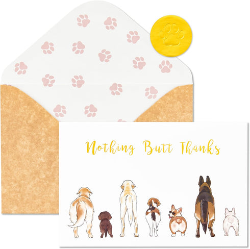 Crisky 50 Count Dog Thank You Cards Nothing Butt Thanks Gold Foil