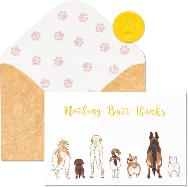 Crisky 50 Count Dog Thank You Cards Nothing Butt Thanks Gold Foil
