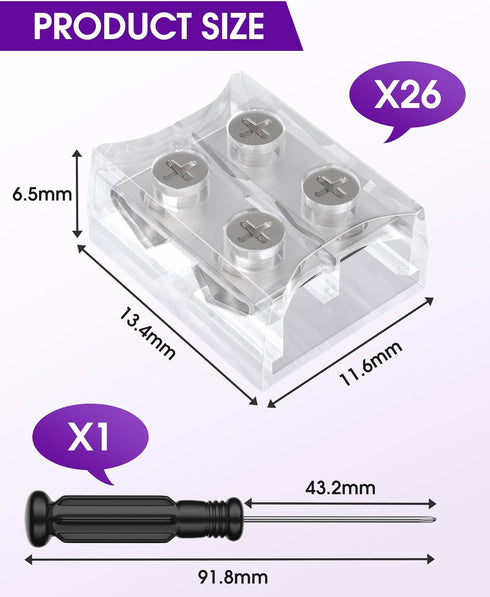 HitLights 26 Pack 2 Pin LED Connector - Solderless LED Tape Light Connectors with Screwdriver for 12V 24V Strips