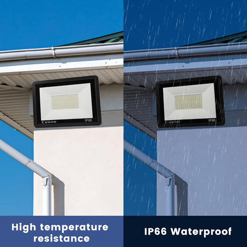 2 Pack 60W 6000lm 5.9FT IP66 6000K Ceena Plug in LED Flood Light Outdoor, Super Bright Floodlight with Switch and Wire