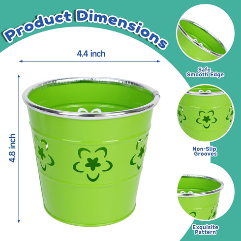 9 Pack Metal Pen Holders, Colorful Desktop Pencil Cups with Flower Pattern, Mini Pencil Bucket, Makeup Brush Storage