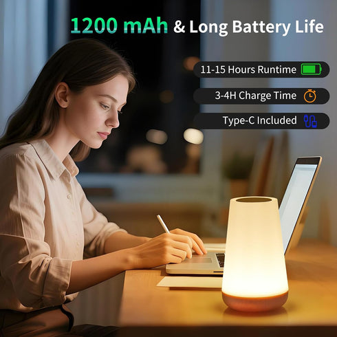 Dimmable Night Light, Touch Bedside Table Lamp, Remote Control Desk Lamp with RGB Color Changing, Portable Table
