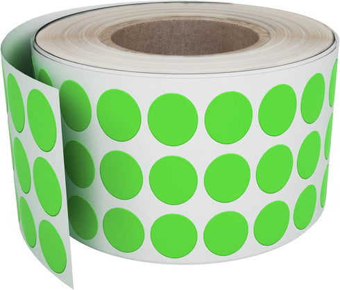 Royal Green Neon Sticker Labels on Roll - 1/4 Inch Bright Round Dots Label, 2000 Pack for Color Coding