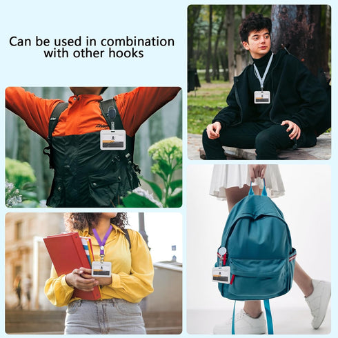 ID Badge Holder with Plastic Clip, Waterproof Horizontal Hard Plastic Case for ID Cards - 3 Pack