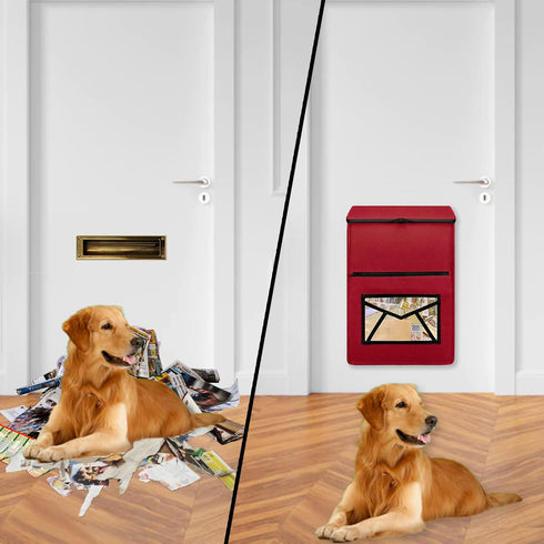 Indoor Mail Slot Catcher Bag, High Capacity Felt Mail Slot Cover, Red Mail Bag, Home Hardware Accessories