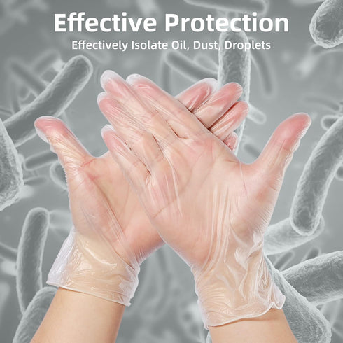 100PCS Disposable Medical Clear Vinyl Exam Gloves Industrial Gloves - Latex-Free & Powder-Free (Small)