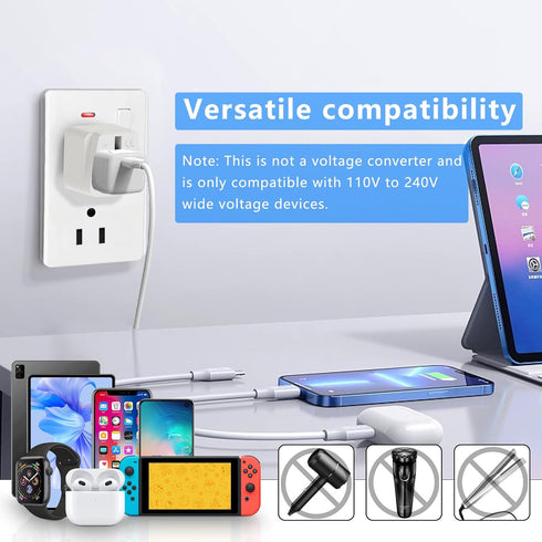 UK to US Plug Adapter, OFOAEEA 2 Pack UK to US America Plug Adapter, Converts All Type G Plugs