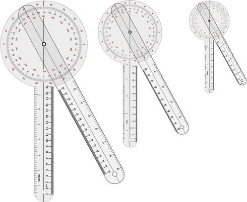 Goniometer Set 2-3 Pieces 12", 8", 6" / 360 Degree Measuring Tool