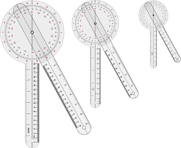 Goniometer Set 2-3 Pieces 12", 8", 6" / 360 Degree Measuring Tool