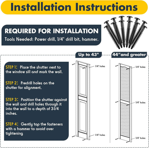 MorningRo 12 Pack Vinyl Shutter Fasteners Plastic Shutter Screws Window Shutters Exterior Spike Loks for Installing