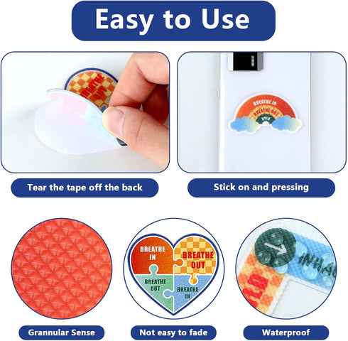 ZOiiWA 96 Pcs Breath Calm Anxiety Sensory Stickers, Reusable Mindfulness Sticker Fidget for School Office Classroom