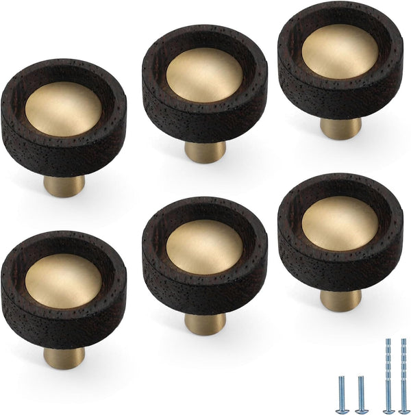 6 Pcs Knob Cabinet Door Solid Wood Knob Simple Cabinet Bedside Table