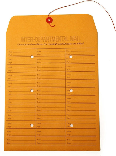 Quality String-Tie Jumbo Size Inter-Department Envelopes, 12 x 16 Inches, 10 per Pack, Printed Both Sides