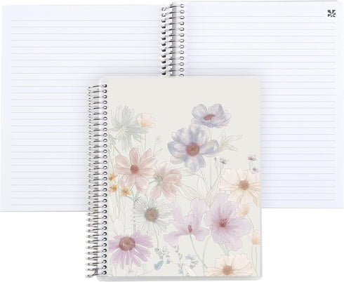 Erin Condren 8.5" X 11" Spiral Bound College Ruled Notebook - Wildflowers, 160 Pages