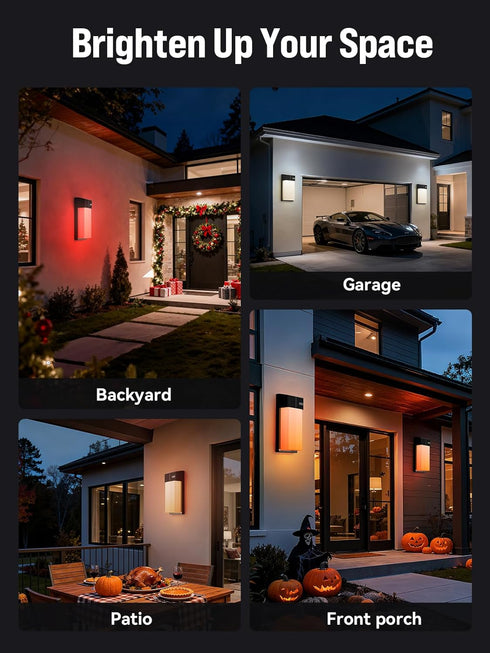 1500LM 30+ IP65 1 Pack OIYN Outdoor Wall Light, Smart RGBICWW Porch Lights Outdoor, Modern Wall Sconce with Scene