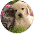 Custom Gaming Round Mouse Pad - Animals Cat Kitten Dog Golden Retriever Puppy