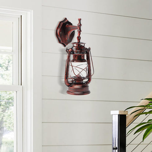 Liffshsy Retro Antique Vintage Rustic Wall Sconce, Lighting Lantern Mounted Light with Glass Indoor Light Fixture