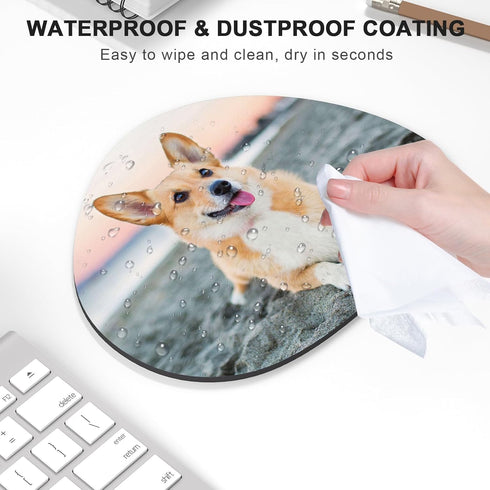 Mouse Pad, Premium-Textured Oval Computer Mousepad, 8.7" x 7.1", Thick 3mm Anti-Slip Waterproof Rubber Mouse Mat, Cute