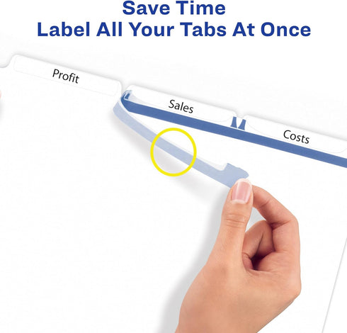 Avery 3-Tab Dividers for 3 Ring Binder, Easy Print & Apply Clear Label Strip, 5 Sets, 11435