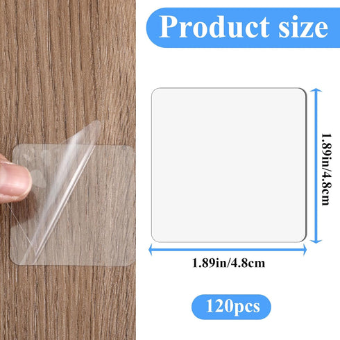 salbsever 120 1.8" Pcs Double Sided Tape Squares, Clear Double Sided Adhesive Pads Heavy Duty Mounting Tapes for Metals