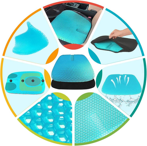 masteymoh 18.5x17.3x1.2 Inches Gel Seat Cushion for Long Sitting, Gel Cushions for Pressure Sores Relief, Cooling Gel