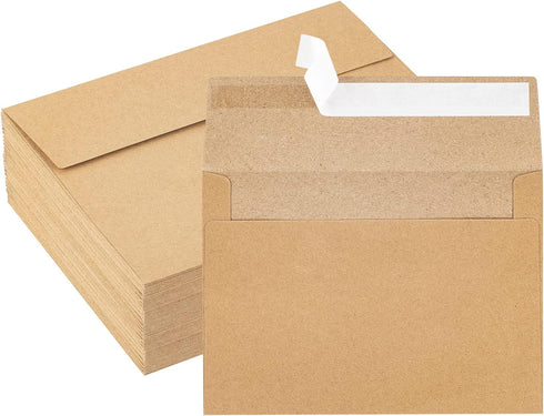 Kraft Envelopes, 50 Pack, 5 x 7 Inch Brown A7 Card Envelopes for Invitations, Postcard Envelopes, Kraft Paper Envelopes