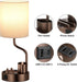 Set 2 3 Bedside Table Lamps for Bedroom of - Beige Nightstand Lamp with AC Outlet Charging Port and USB A C, Color