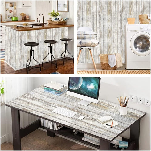 Arthome Rustic Wood Contact Paper, Peel and Stick Self-Adhesive Wallpaper for Countertop Cabinets, Easy to Clean