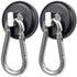 Magnetic Hooks 100lbs, Black Magnet Hooks with Swiveling Carabiner for Hanging, Strong Neodymium Magnet