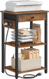 Gewudraw Printer Stand with Charging Station, 3-Tier Under Desk Printer Table, End Table