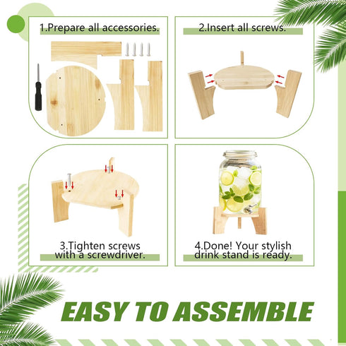 XiMaiChy 7.8 (20 cm) Inch Wood Drink Dispenser Stand Natural Bamboo Fits in Diameter Beverage Jugs Elegant & Sturdy