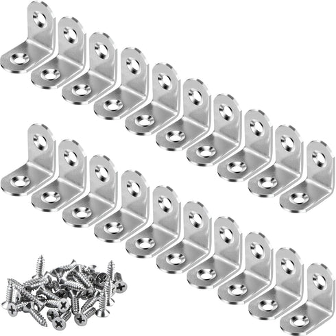 20 PCS Corner Braces - 25mm x 25mm Stainless Steel 90 Degree Joints Right Angle Bracket