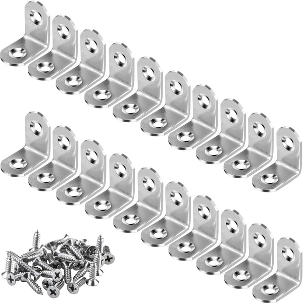 20 PCS Corner Braces - 25mm x 25mm Stainless Steel 90 Degree Joints Right Angle Bracket