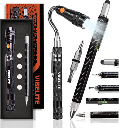 Magnetic Pickup Tool and 6 in 1 Multitool Pen with Touch Screen Stylus, Screwdrivers, Ballpoint Pen, 2 Pack