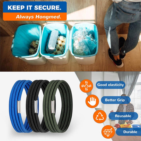 8 32 Set 3 Trash Can Rubber Bands Fit to Gallon Cans, Hongmed Garbage Elastic Bands for Kitchen/Office/Garage, Trash