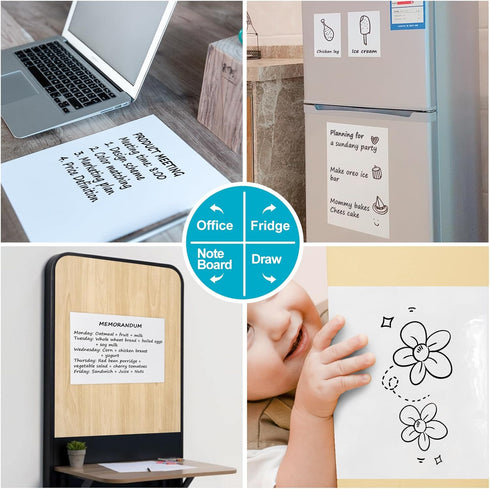 Dry Erase Board Sticker - 8.3''x11.7'' Removable Sheets - Fridge Dry Erase Paper for Wall/Desk/Refrigerator (White-20