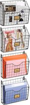 X-cosrack 4-Tier Vertical Wall File Holder, Metal Wall Organizer with Tag Slot for Office Home