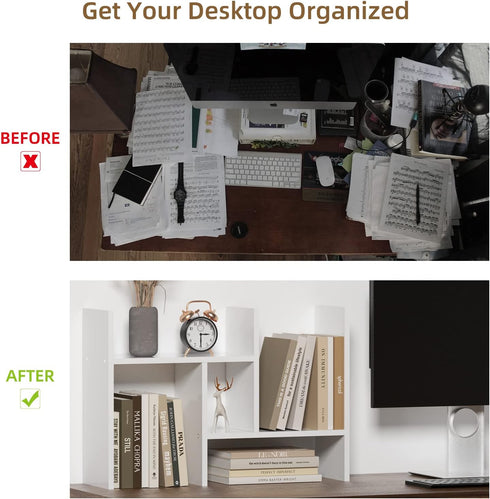 Counter TY ARTS & CULTURE - Expandable Wood Desktop Storage Organizer Multipurpose Desk Bookshelf Display Shelf Rack