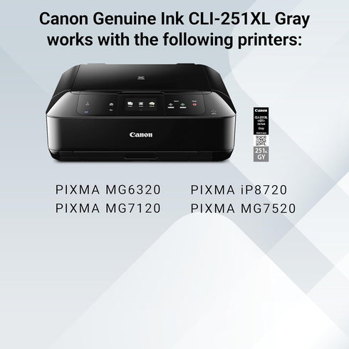 Canon CLI-251XL Genuine Gray Ink Tank for MG6320, MG7120, iP8720, MG7520 Printers