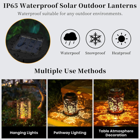 Sunflower Solar Lanterns Outdoor Waterproof, Mother's Day Birthday Christmas Gifts for Women Mom Grandma, Hanging Solar