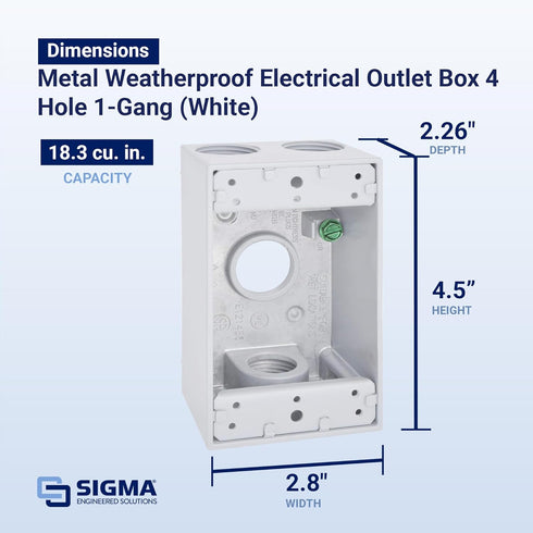 Sigma Electric 14251WH 1/2-Inch 4 Hole 1-Gang Box, White Sigma Engineered Solutions