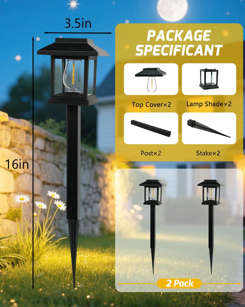 Albelt 2 Pack Solar Pathyway Lights Outdoor, Waterproof Solar Garden Lights with Auto On/Off, Landscape Lighting