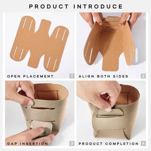HOMIEAZICOZI 2-Pack Cork Leather Desk Accessories - Stylish Pencil Pen Holder & Makeup Brush Organizer (Champagne Gold)