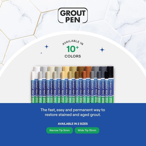 Grout Pen Cream Tile Paint Marker: Waterproof Grout Paint, Tile Grout Colorant and Sealer Pen - Narrow 5mm, 2 Pack