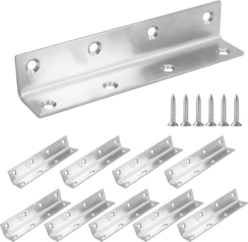 L Bracket, Heavy Duty Corner Brace, 10 Pack 5.51" Metal Shelf Bracket