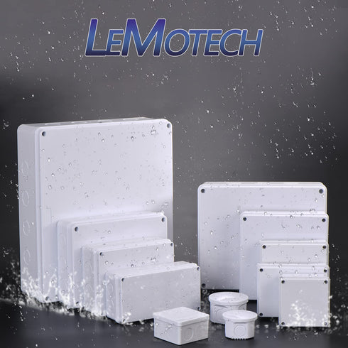 LeMotech Junction Box with Reserved Holes, ABS Plastic Electrical Box, IP55 Waterproof Dustproof Project Enclosure