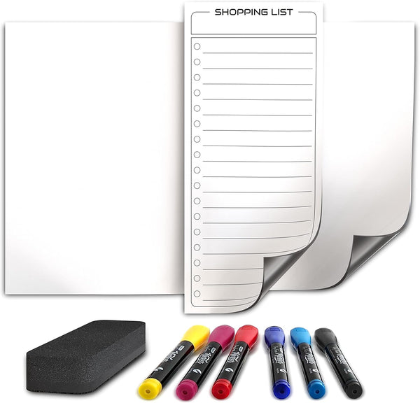 Magnetic Dry Erase Board for Fridge, 8”X12” Whiteboard with 6 Dry Erase Markers Included
