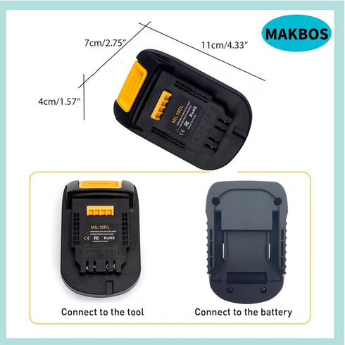 Alian MIL18DL Battery Adapter for Milwaukee 18V to for Dewalt 20V Battery Adapter,for M18 for Milwaukee Battery Adapter,Power Tool Lithium Battery Converters Adaptor